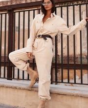 12th Tribe Bowie Beige Corduroy Jumpsuit Size M