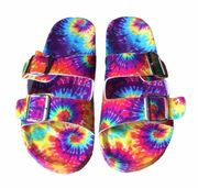 NWT Rainbow Tie Dye Strap Sandals Slides