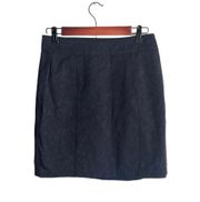 Embroidered Brocade Mini Pencil Skirt Navy Blue