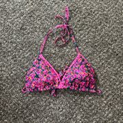 Hot Pink Floral Pink Triangle Bikini Top