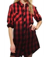 BDG Urban Outfitters  Ombre Buffalo Plaid Button Down Shirt Dress Size Small