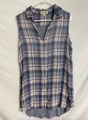 Cloth & Stone ANTHROPOLOGIE  BOHO PLAID SHIRT DRESS SIZE SMALL‎