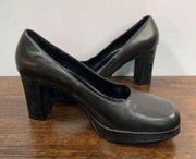 Unlisted Platform Slip On Pump 3.5'' Heels Round Toe Black Leather Size 10M