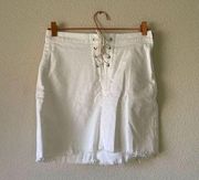 J crew white lace up mini denim skirt size 26