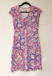 Title Nine Diamalete Cap Sleeve Athletic Mini Dress in Purple Orange Floral Size