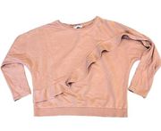 Mango Mauve Pink Ruffle Oversized Crewneck Sweatshirt