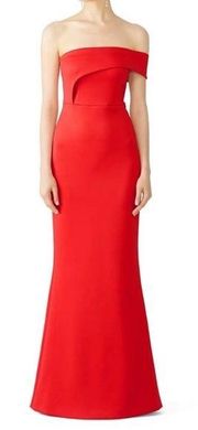 Black Halo Eve Molten Off Shoulder Red Maxi Dress Long Gown Women Size 10