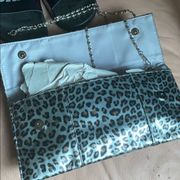 NWOT • silver foil cheetah shoulder/clutch