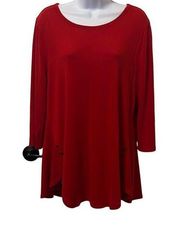 𝅺Lane Bryant EUC Red Three Quarter Sleeve Button Detail Sweater Sz 10/12