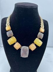 Dana Buchman Gold Tone Faceted Stone Collar Statement Necklace