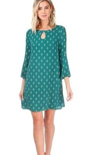 Jack by BB Dakota Green Print Shift Dress. Size Medium.