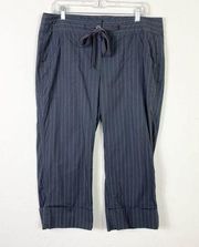 Cabi Nob Hill Crop Grey Pinstriped Drawstring Waist Wide Leg Pants #852 Size 14