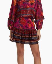 Farm Rio Tropical Tapestry Ruffled Miniskirt