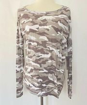 Sweet Romeo Womens Camo Long Sleeve Dolman T Shirt Grey S Small