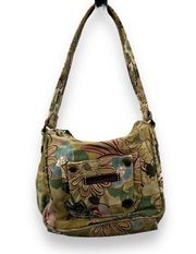 Vintage Caribbean Joe Cream Earth Tone Floral Print Hobo Shoulder Bag