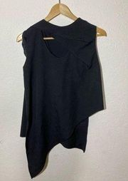 NWOT Gracia Black Fancy‎ Open Chest Blouse ( M )