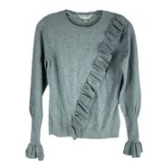 Miss Selfridge Ruffle Pullover Sweater Long Sleeve Gray Size 2