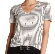 JOE’S Gilles Silk Blend V Neck Striped Tee Small