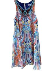 Madison Leigh Womens size 6 sleeveless embellished colorful sleeveless dress