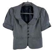 Nine West Suit Black White Short Sleeve Button Up Blazer Business Jacket Size 6