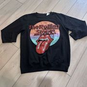 Rolling Stones Sweatshirt Small Womens Black Pullover Long Sleeve Band Top NWT