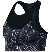 Nike  Dri Fit High Neck Sheer Black White Floral Sports Bra Large