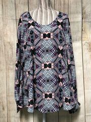 NWT Ashley Stewart 26/28 Business Casual Purple Print Blouse