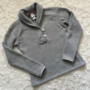 TNF Sweater 2 Button Shawl Collar Long Sleeve Pullover Gray S