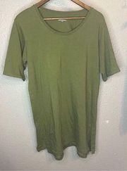 Eileen Fisher Tunic Top Blouse Size Medium Green Side Split