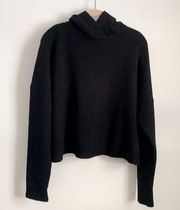 Theory Black Cashmere Crop Hoodie