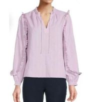 Time & tru purple ruffled long sleeve blouse m