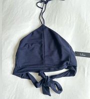Lulu’s Navy Blue Waffle Knit Halter Crop Top