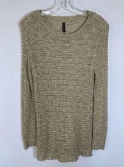 Full Tilt Women's Sweater Long Sleeve Pullover Knit Semi Sheer Scoop Neck Large