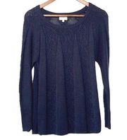 Crown & Ivy Cable Knit Navy Sweater Petite Large