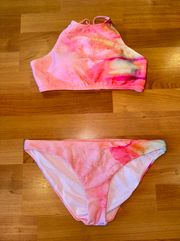 Altar’d State Pink Watercolor Tie Die Bikini Set