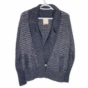 Rebecca Taylor shimmering chunky knit shawl collar one button sweater cardigan S