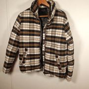 Kendal& Kylie Plaid puffer jacket in black white n yellow size small women