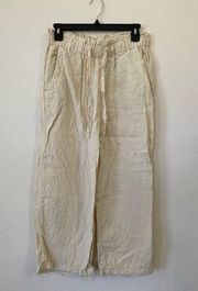 Anthropologie Cream 100% Linen Pants size small