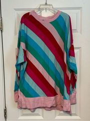 Cabana Crown & Ivy Womens Oversized Colorful Stripe Pullover