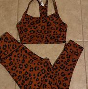 RUST AND BLACK CHEETAH PRINT LEGGINGS 2 piece work out  SET XS