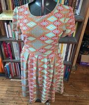 Lularoe southwest triangle tan knit travel XL normcore dress