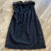 Betsey Johnson Strapless Black Lace Bow Dress Sz 2