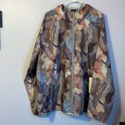 Hooded Packable Windbreaker Jacket Browns Grays size XXL