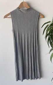 Unif Dress Womens XS Grey Pleated Crinkled Boho Grunge Sleaze Fairy Flowy Knit