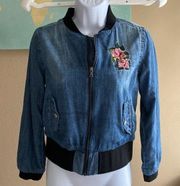 Hudson rose embroidered denim jacket