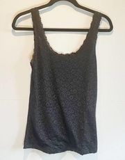 Cosabella Evereve Black Floral Lace Semi Sheer Tank Top - size Medium