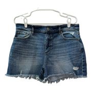 Loft High Waisted Distressed Raw Hem Jean Shorts Size 29/8