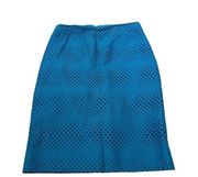 Akris Punto blue eyelet pencil cotton skirt size 4