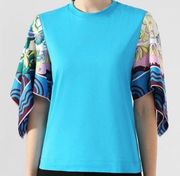 Emilio Pucci Blouse Silk Blend Blue T-shirt Top Size S