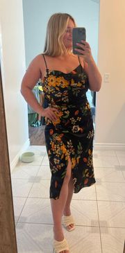 Floral Cowl Neck Midi Dress